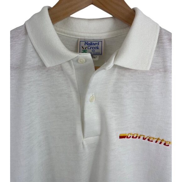 Vintage Corvette White Polo Shirt Mens Size Medium Short Sleeve Mallard Creek - Picture 6 of 10